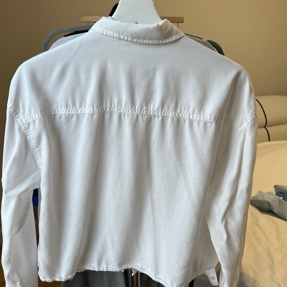 CALVIN KLEIN JEANS Cropped Long Sleeve White Shirt in XS - Picture 5 of 11